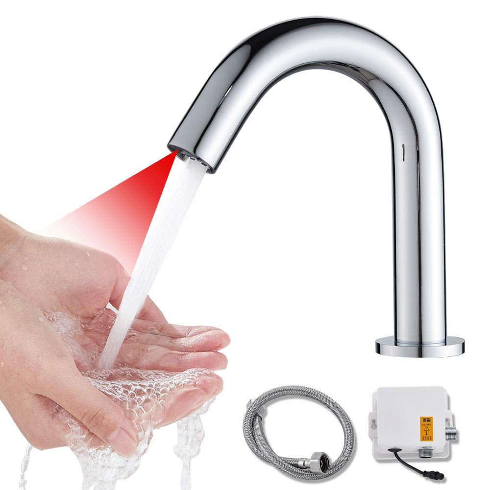 ☆新品☆洗面蛇口 自動水栓 センサー水栓 洗面用蛇口 洗面台用 自動赤外線検知 スマート単水栓 電池式（バッテリーを含まなく） ステンレス製 クロム 462fd3f0 7,752円