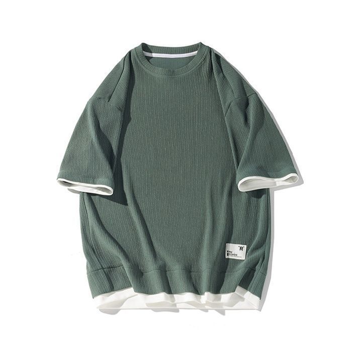 Tシャツ メンズ おしゃれ トップス 重ね着風 無地 大きいサイズ シンプル ゆったり 柔らかい肌触り 涼しい 快適 ビッグ シルエット かっこいい 春夏秋 thumbnail 9