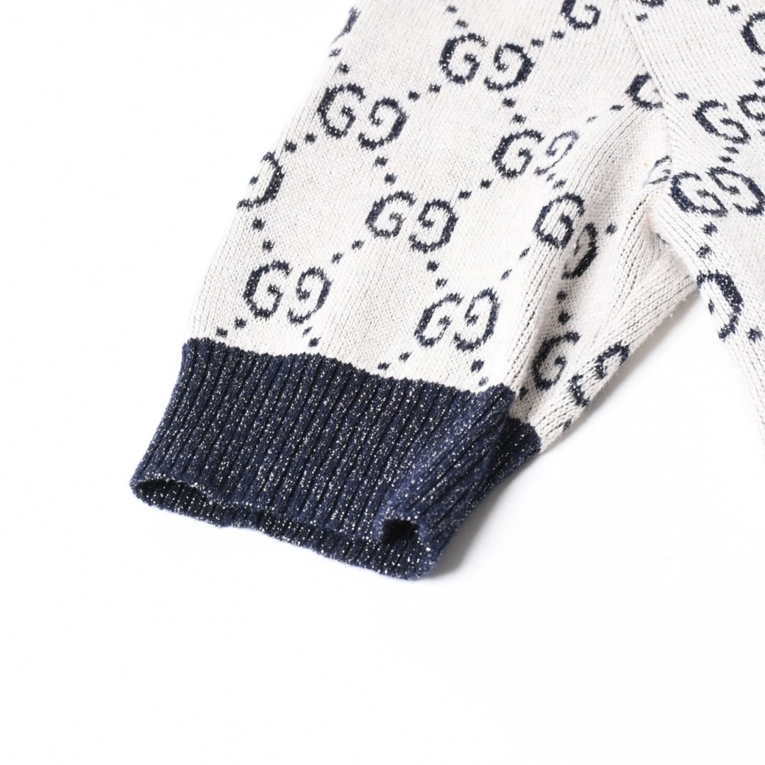 極美品 GUCCI グッチ GG総柄ラメジャガード半袖ニットセーター 692717