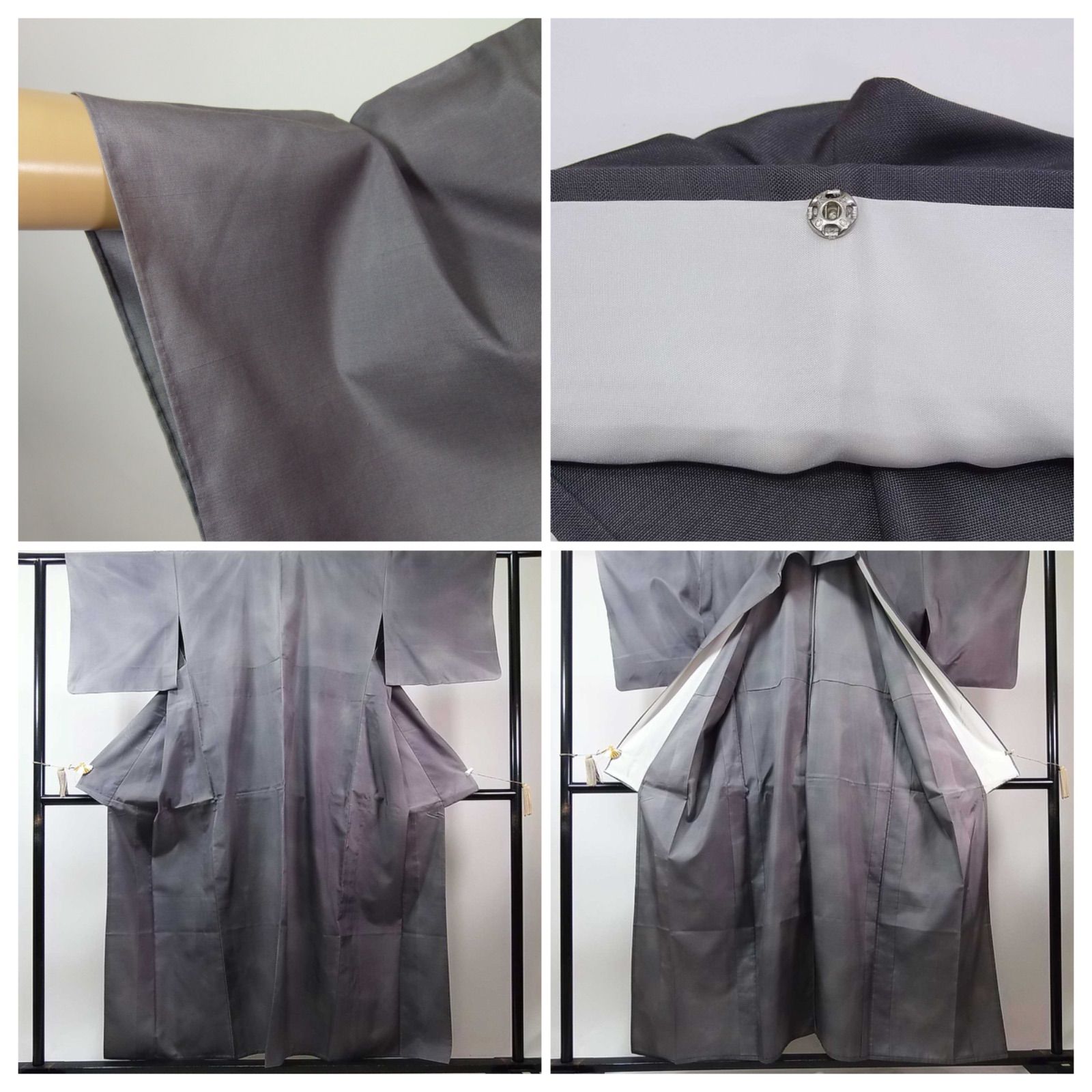 美品 単衣 紬着物 墨霞の艶 無地暈し 正絹 グレー 上質な逸品 - メルカリ
