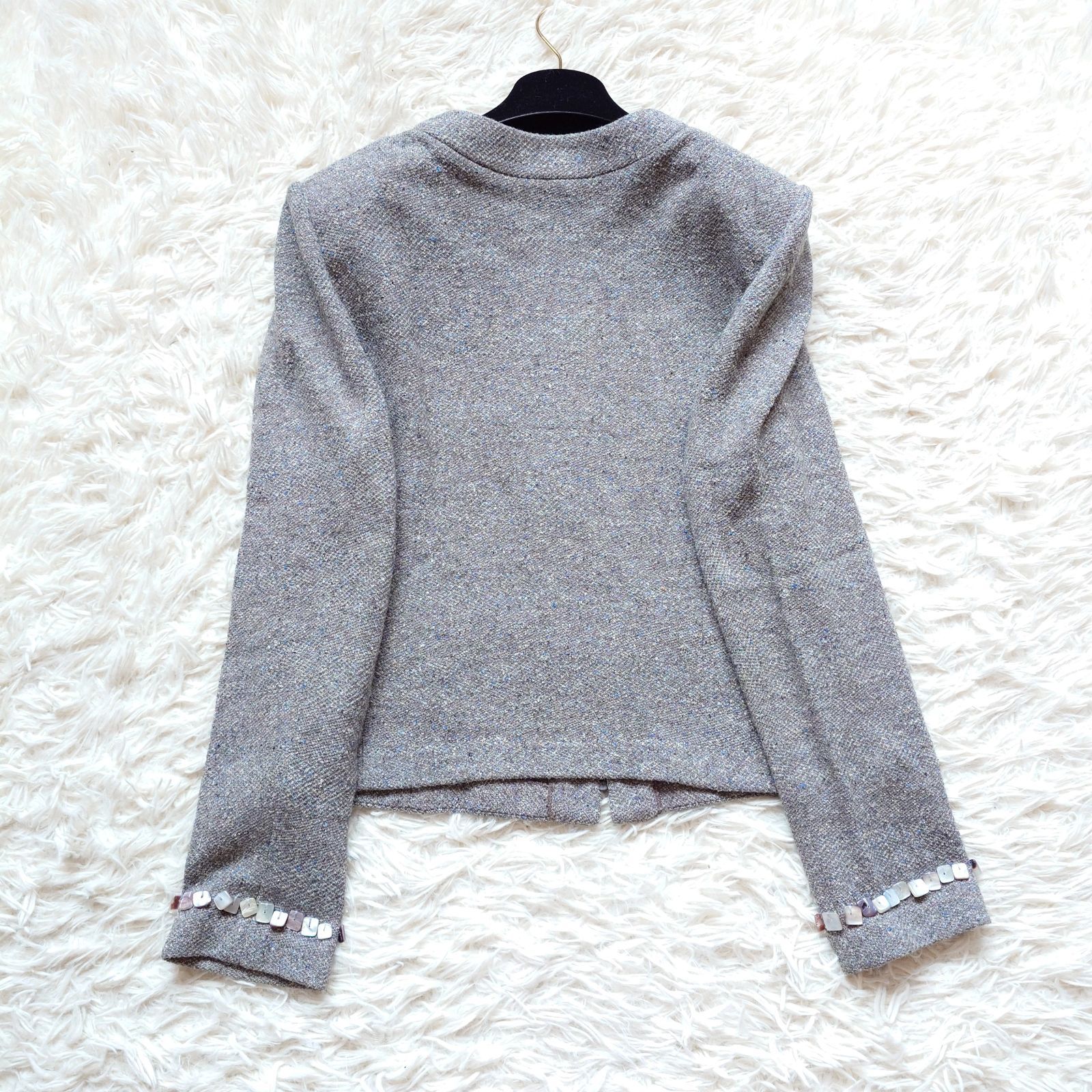 美品】ST. JOHN セントジョン 装飾 ビジュー ニット ツイード