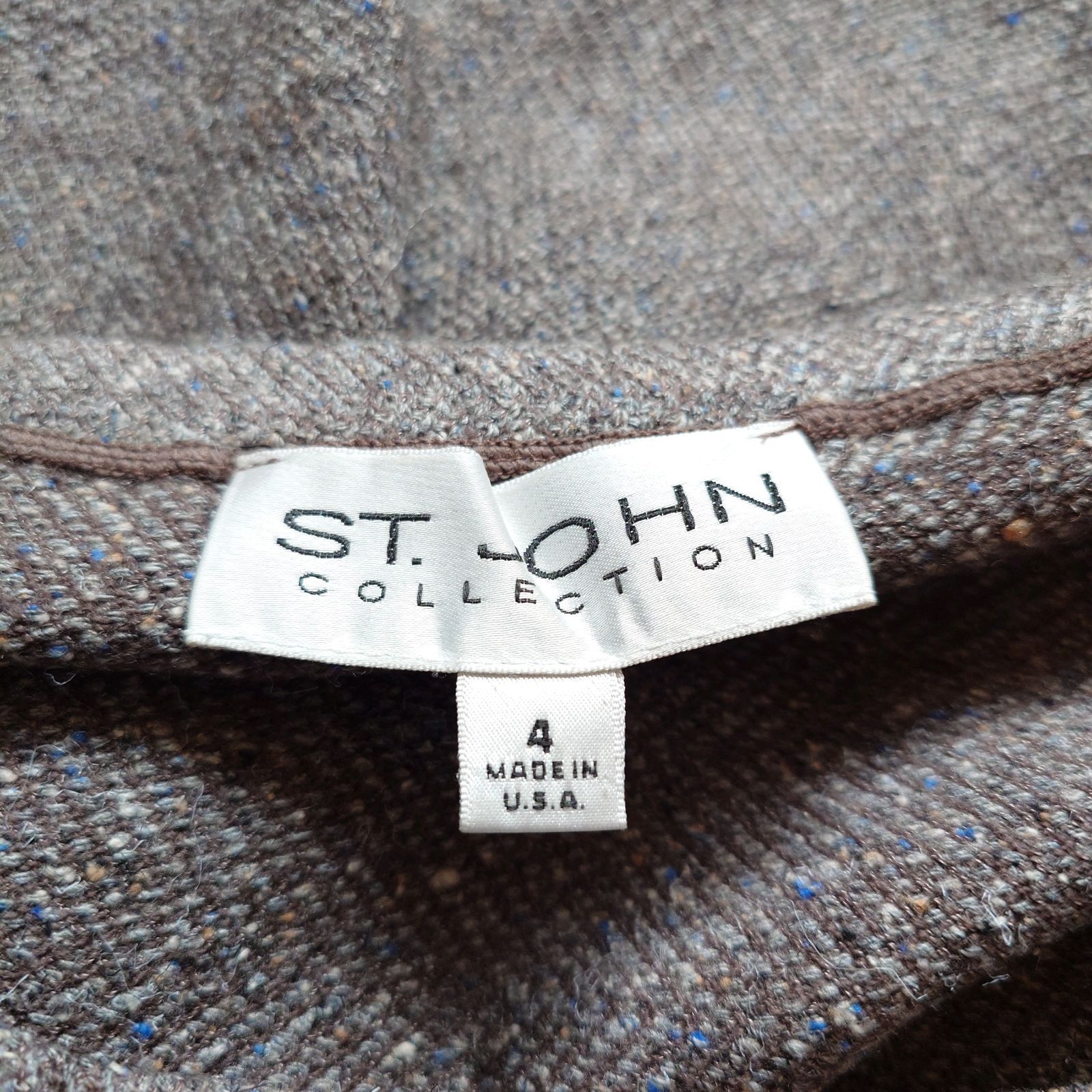 美品】ST. JOHN セントジョン 装飾 ビジュー ニット ツイード