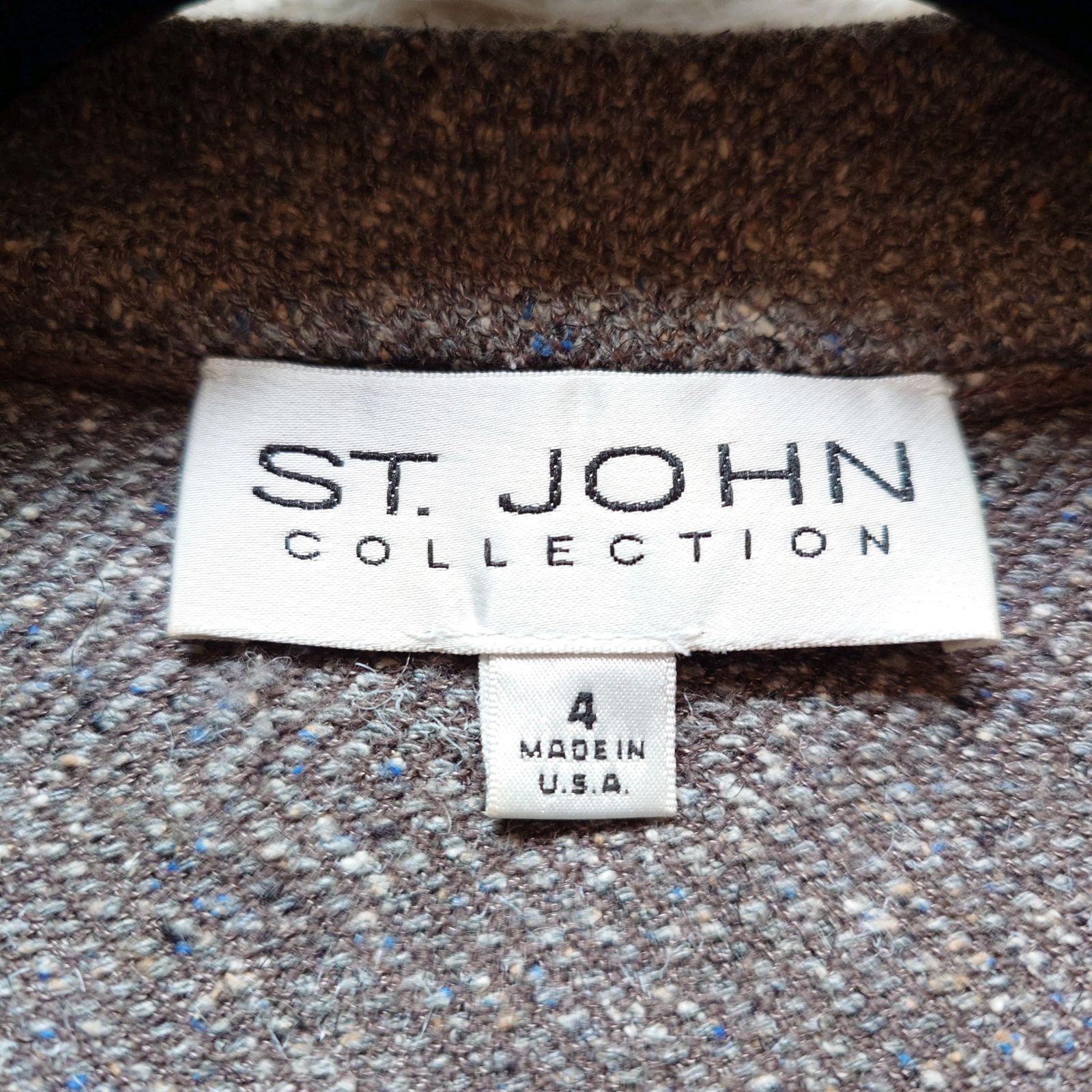 美品】ST. JOHN セントジョン 装飾 ビジュー ニット ツイード