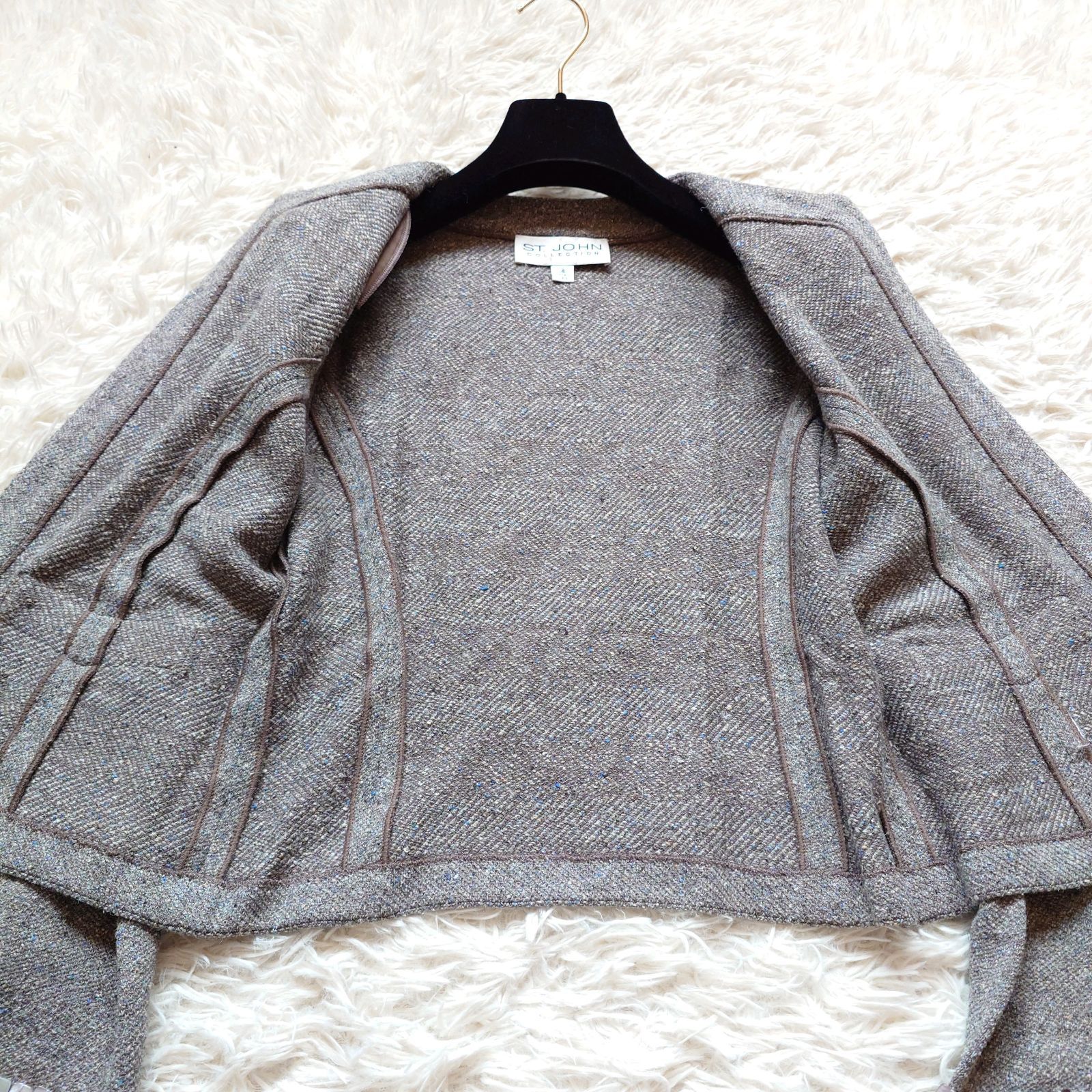 セントジョン　スーツ 美品】ST. JOHN セントジョン 装飾 ビジュー ニット ツイード