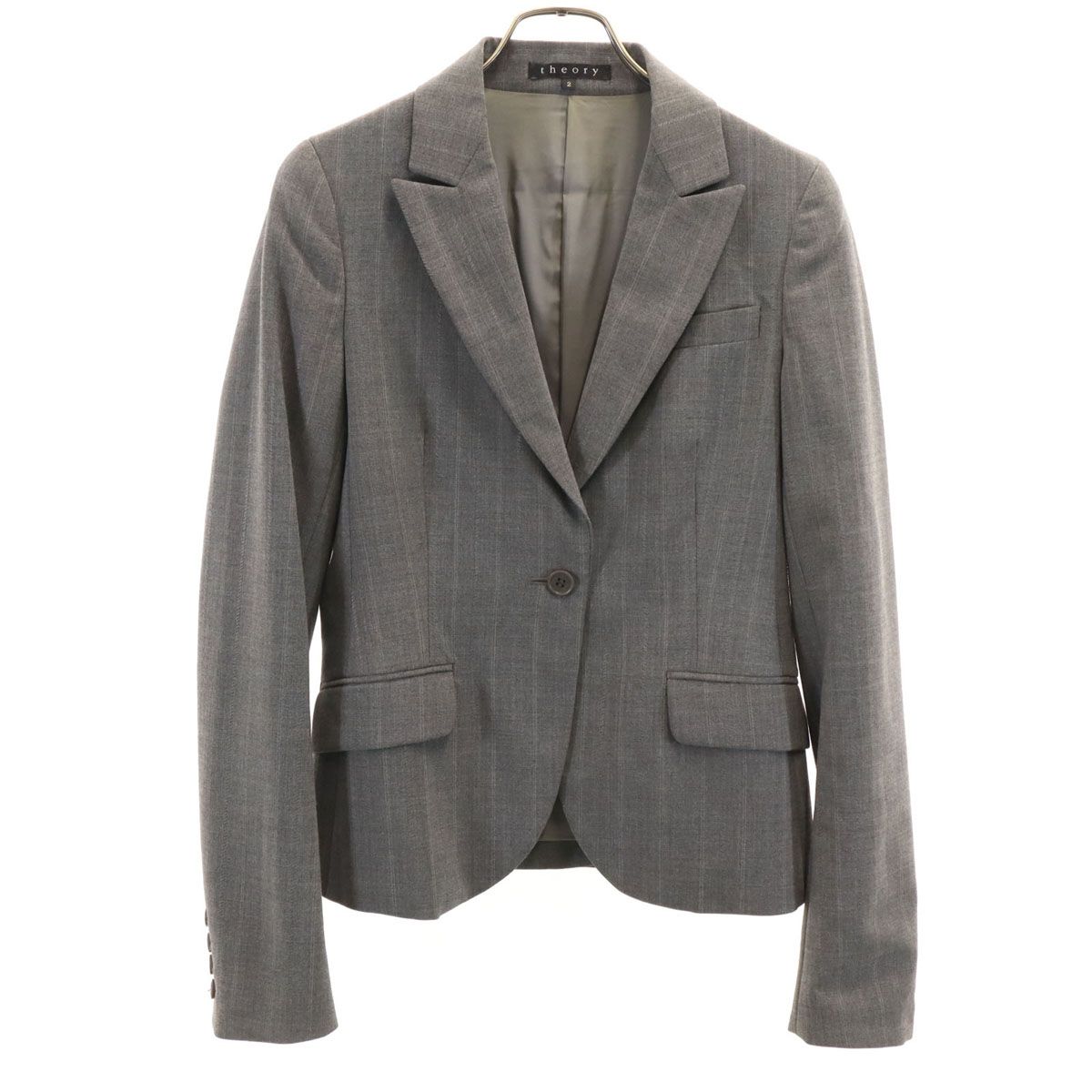新品　Theory セオリー ストライプ ジャケット 美シルエット theory セオリー 日本製 ストライプ柄 テーラードジャケット 2 グレー