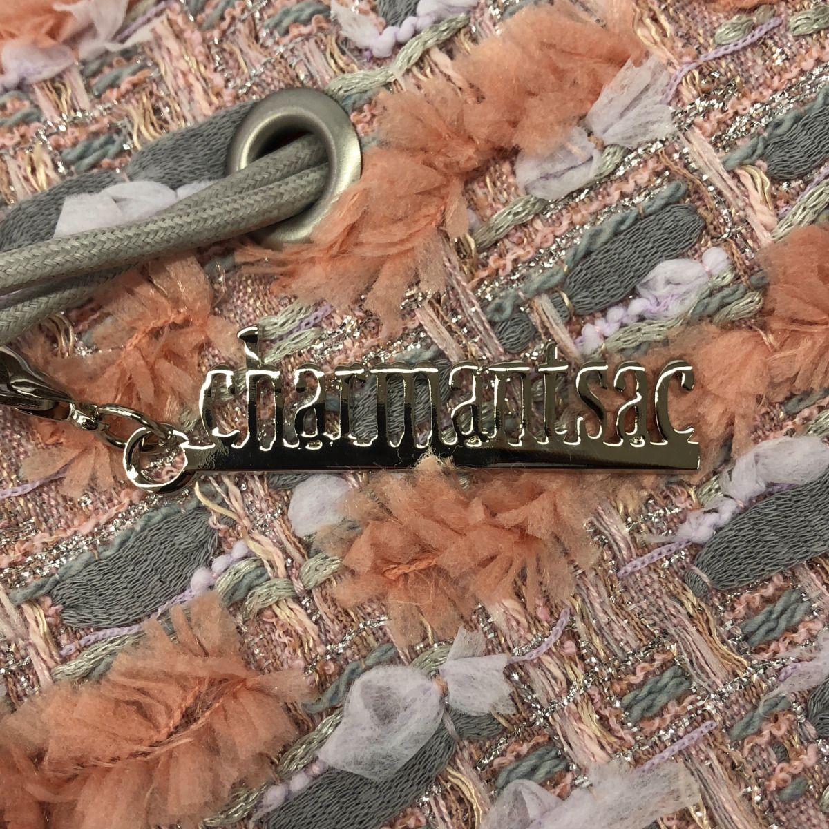 charmantsac シャルマントサック ツイード巾着バッグ ピンク - メルカリ