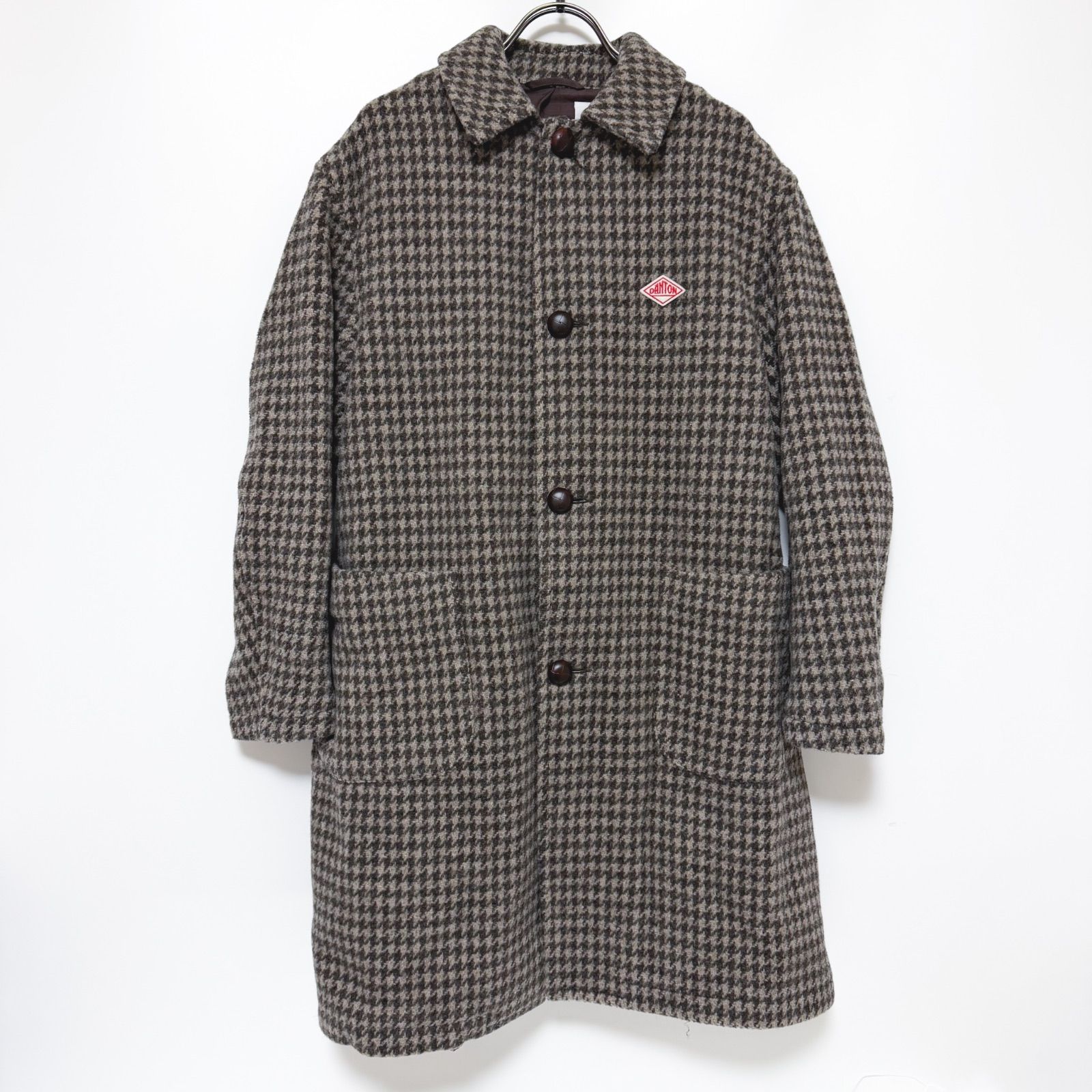 美品❗️DANTON（ダントン）　ウールモッサ コート　千鳥格子 DANTON ダントン ウールライトモッサステンカラーコート 千鳥格子柄