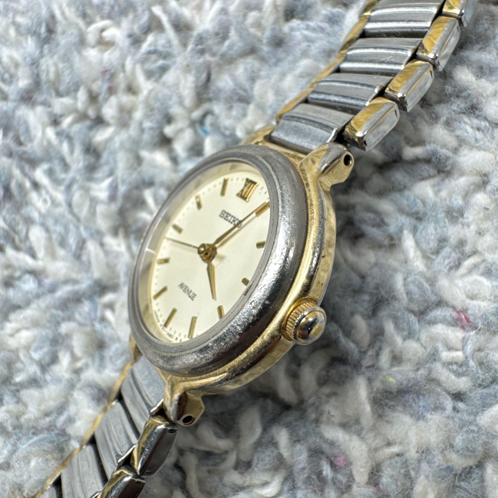 【希少・美品】セイコー アイボリー ゴールド クォーツ レディース腕時計 レトロ SEIKO セイコー AVENUE アベニュー クォーツ レディース腕時計