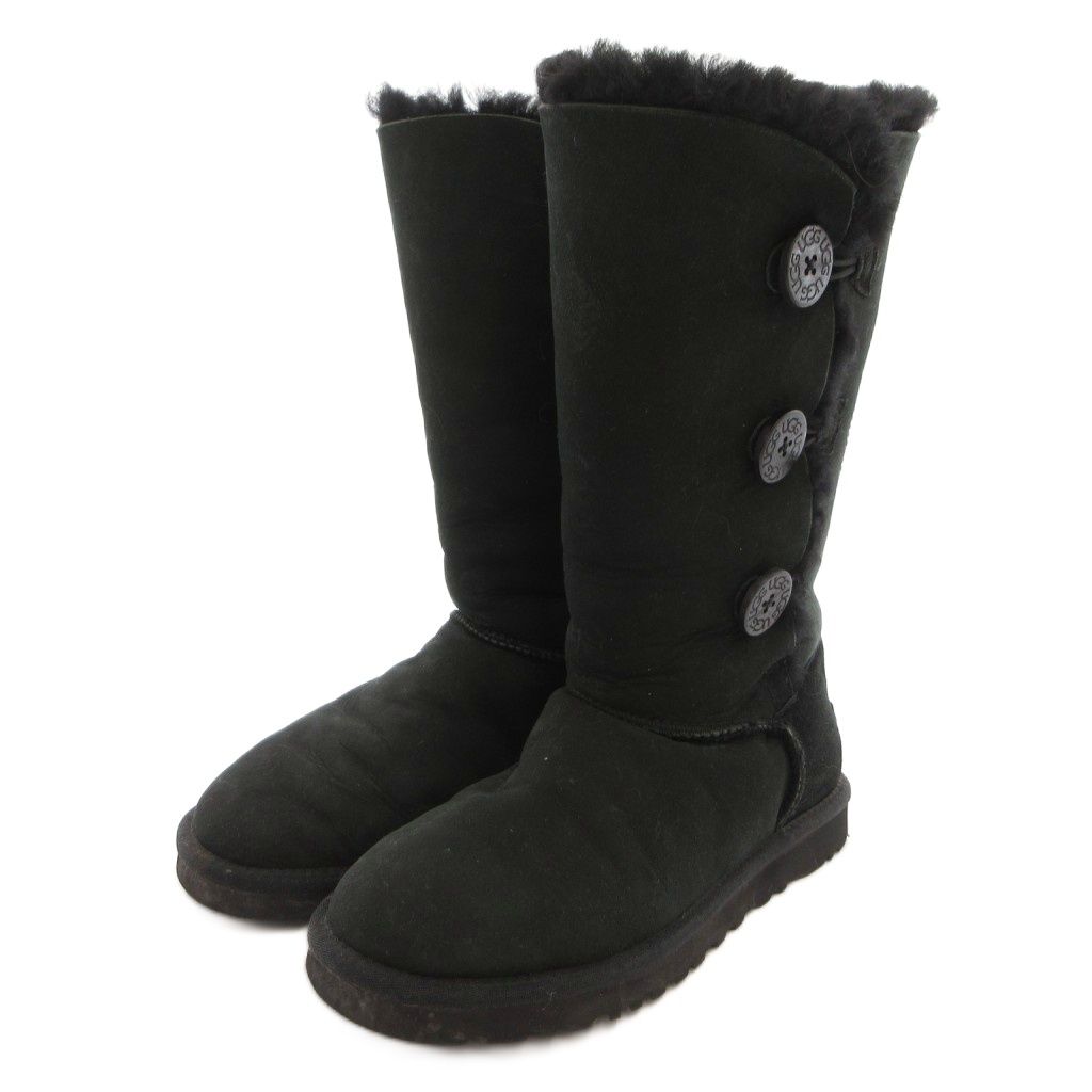 UGG 오스트레일리아 UGG 오스트레일리아 무톤 부츠 롱 보어 스웨이드 24cm 블랙 블랙/FF