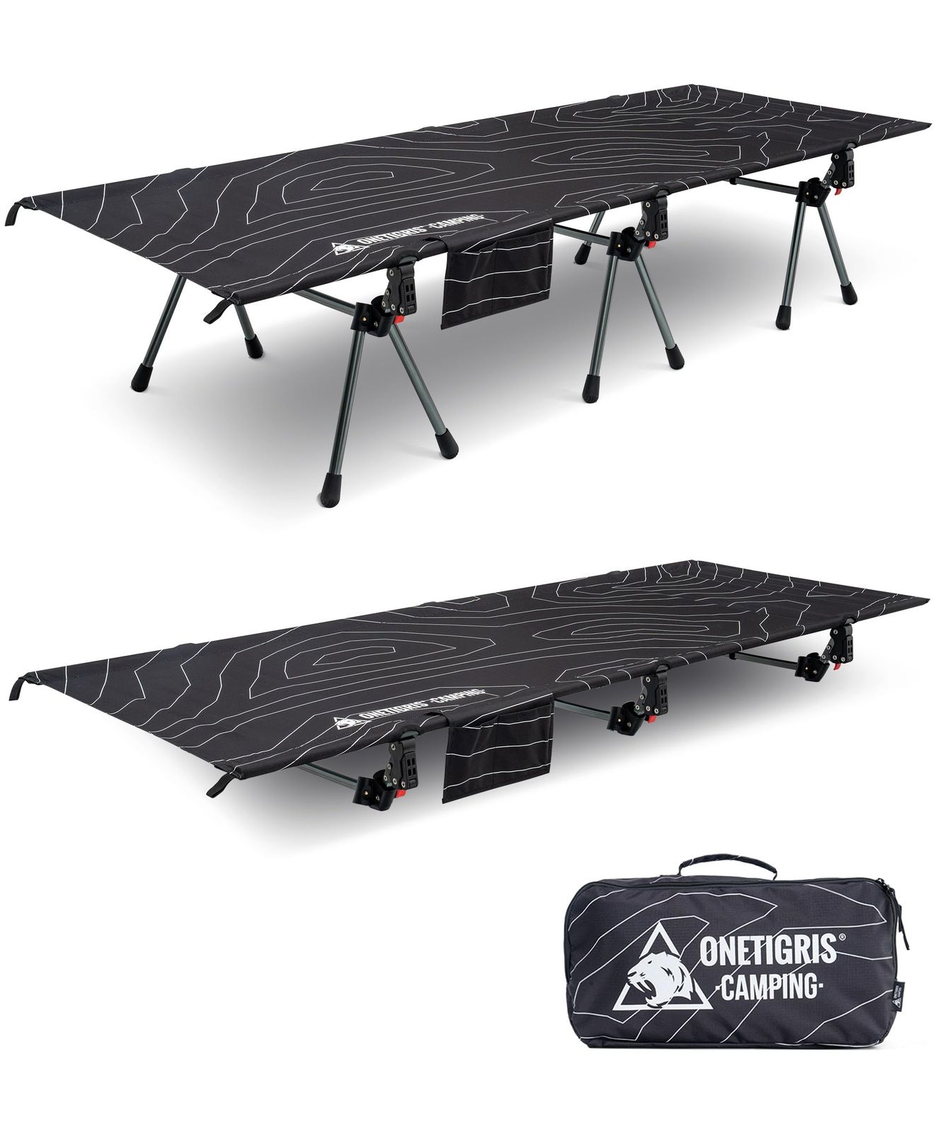 OneTigris Supranubis キャンプコット 2WAY アウトドアベッド 折りたたみコット 通気 快適な寝心地 耐荷重150kg 組み立て簡単 幅広 収納メッシュとポケット付き 高耐久性ym 16,408円
