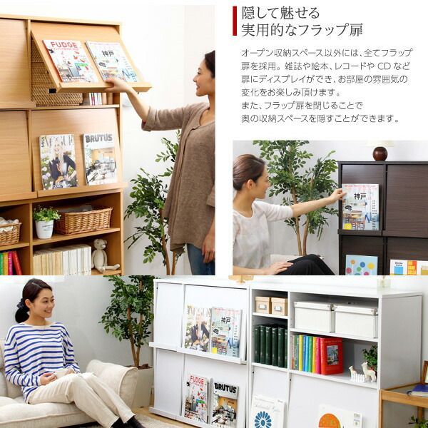ディスプレイラック フラップチェスト 2個セット 本棚 扉付き 収納棚