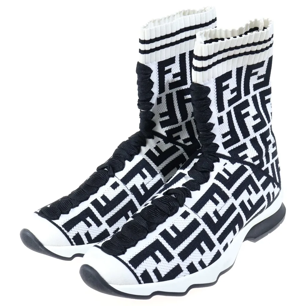 FENDI (フェンディ) ズッカ ソックス スニーカー ブラック/ホワイト(傷