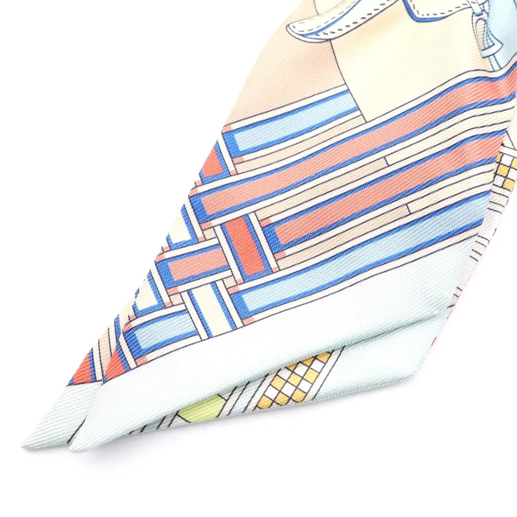 HERMES (エルメス) ツイリー 馬勒とチャーム シルクスカーフ ベージュ