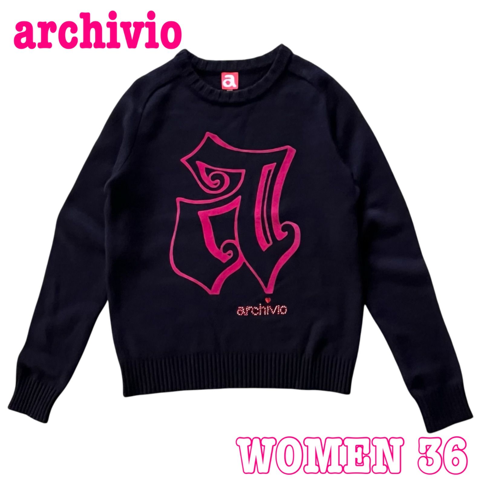 archivio アルチビオ クルーネック ウール混 ニット セーター 36