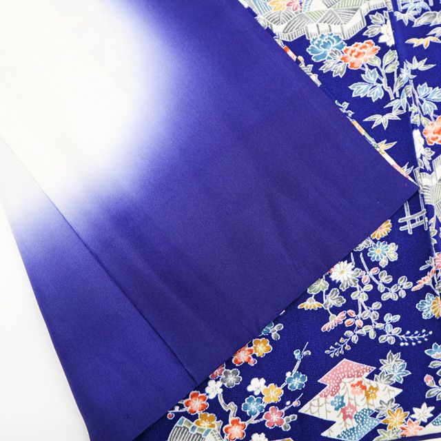 一輝堂】小紋 茶屋辻 着物 正絹 身丈約157cm 裄丈約62.5cm 26z09-4310