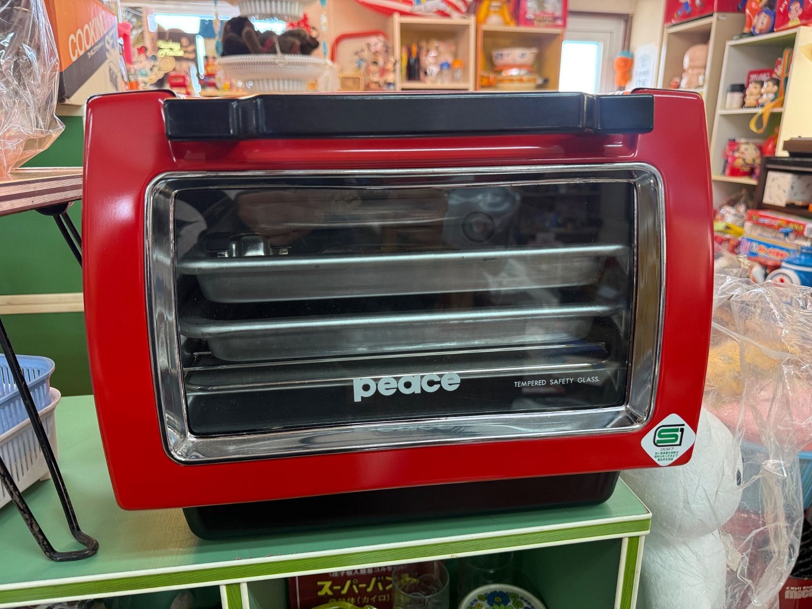 未使用保管品】ピーステンピ851型 平和金属製作所 レッド 天火オーブン