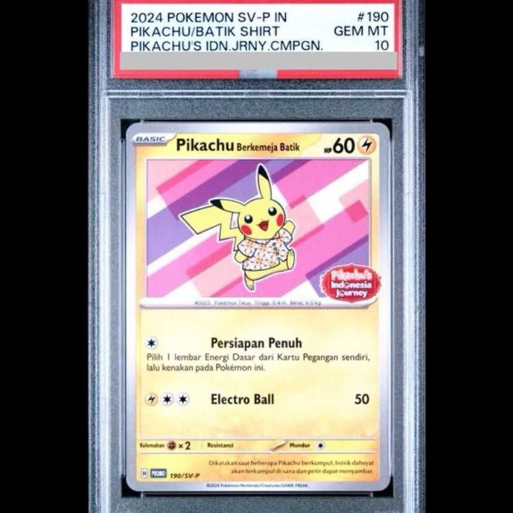 PSA10】 バティックシャツのピカチュウ 《インドネシア語/ピカチュウ柄