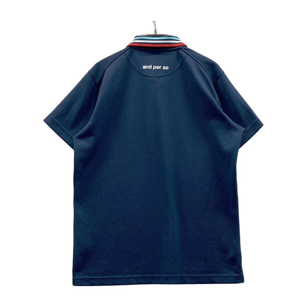 サイズ：M AND PER SE アンパスィ ハンソデポロYシャツ ネイビー元祖