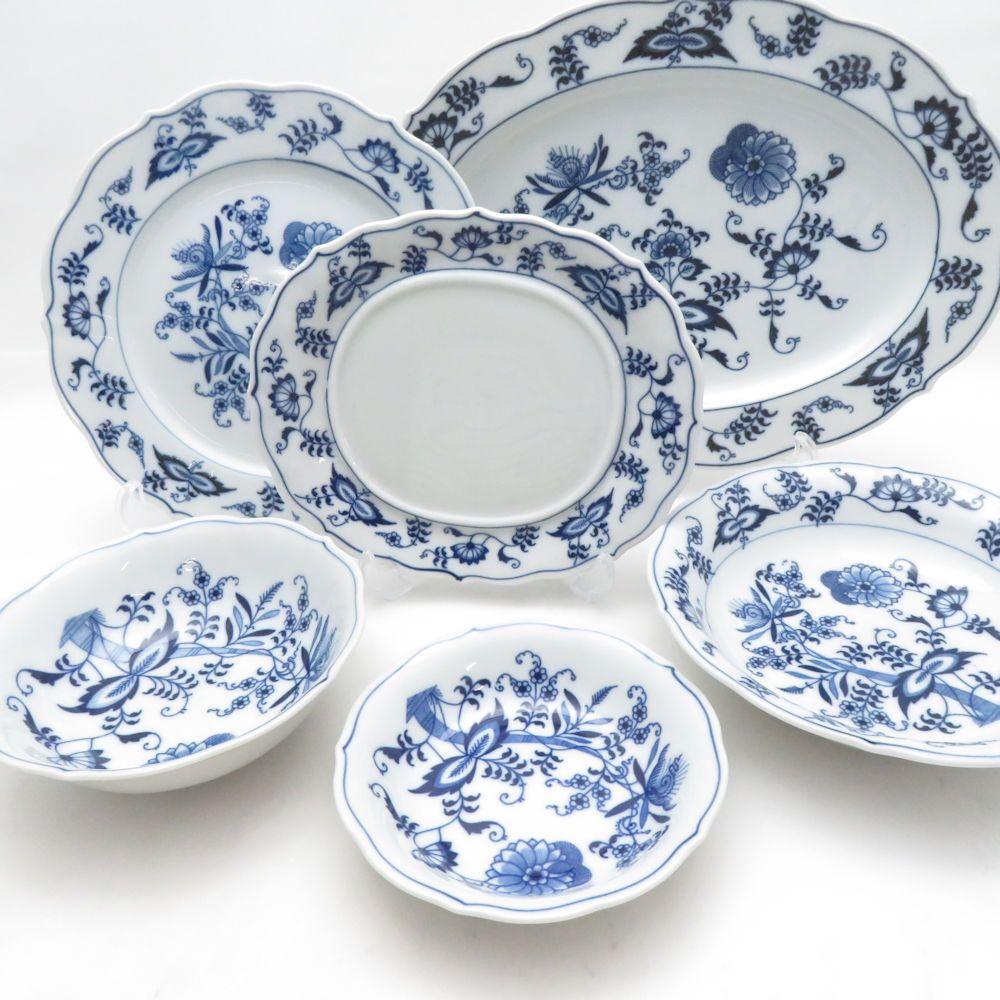 【レトロ】ブルーダニューブBlue Danubeのプレート6枚セット箱付き Blue Danube ブルーダニューブ ブルーオニオン プレート ボウル 20点