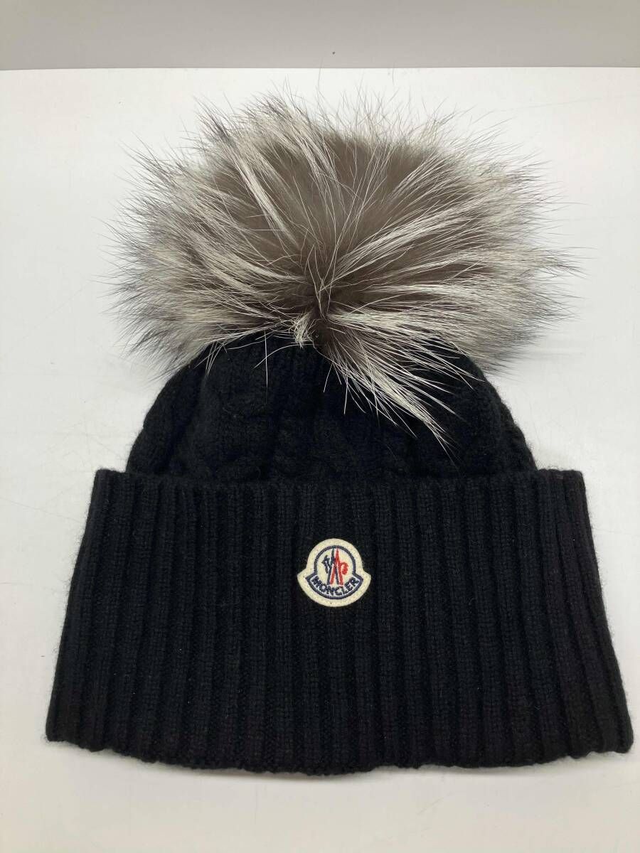 MONCLER モンクレール　フォックスファー　ニット帽 ニットキャップ ビーニー　ブラック 9,865円