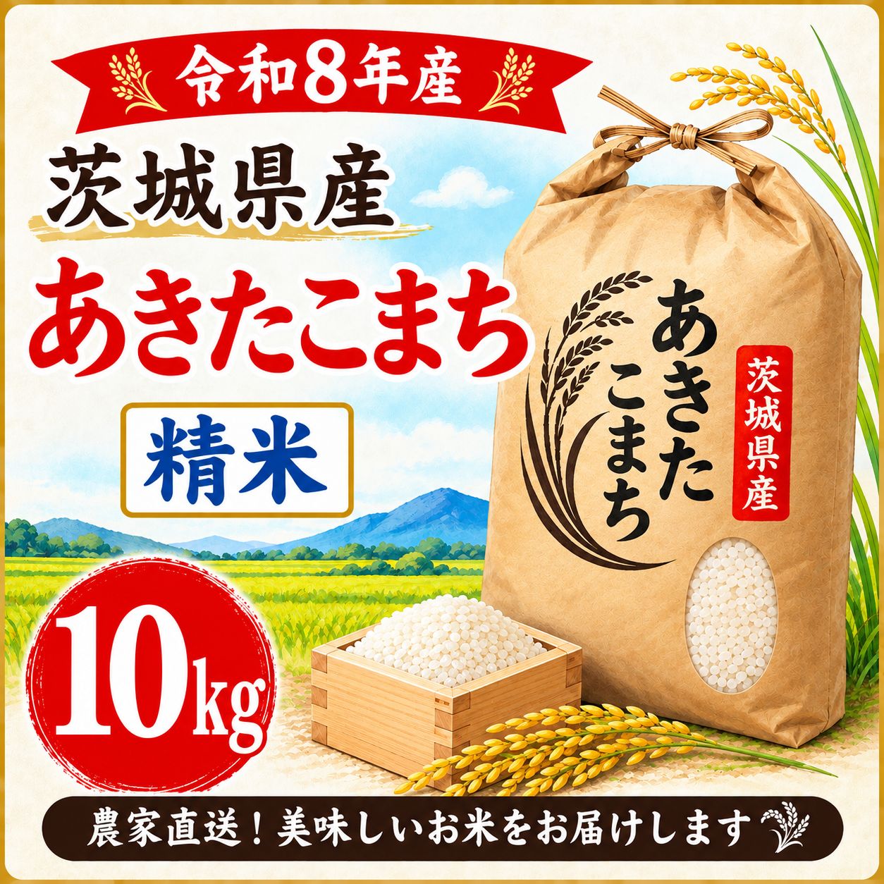 茨城県産「あきたこまち」精米 10kg 令和8年産 - メルカリ