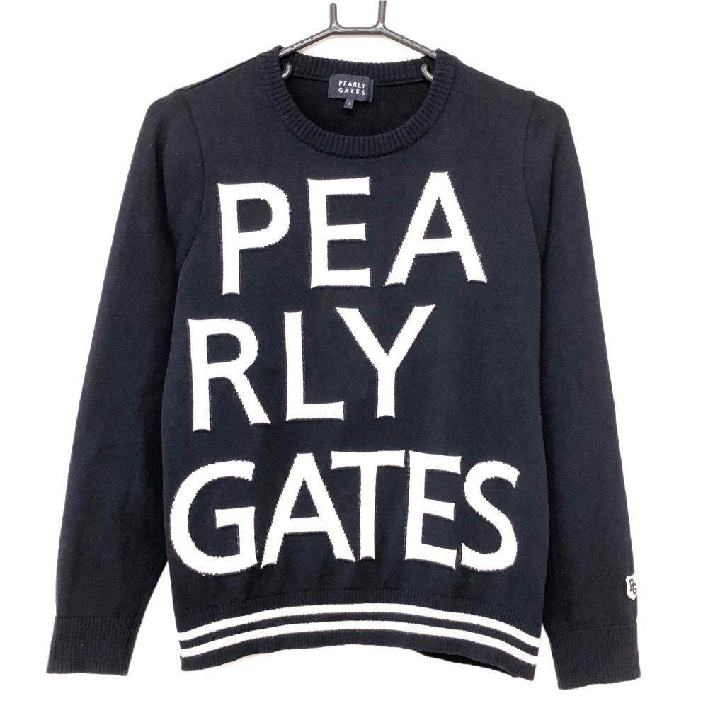 [Super Beautiful] Pearly Gates Sweater, Navy x White, Big Logo, Linen Blend Knit, Women's Golf Wear, PEARLY GATES