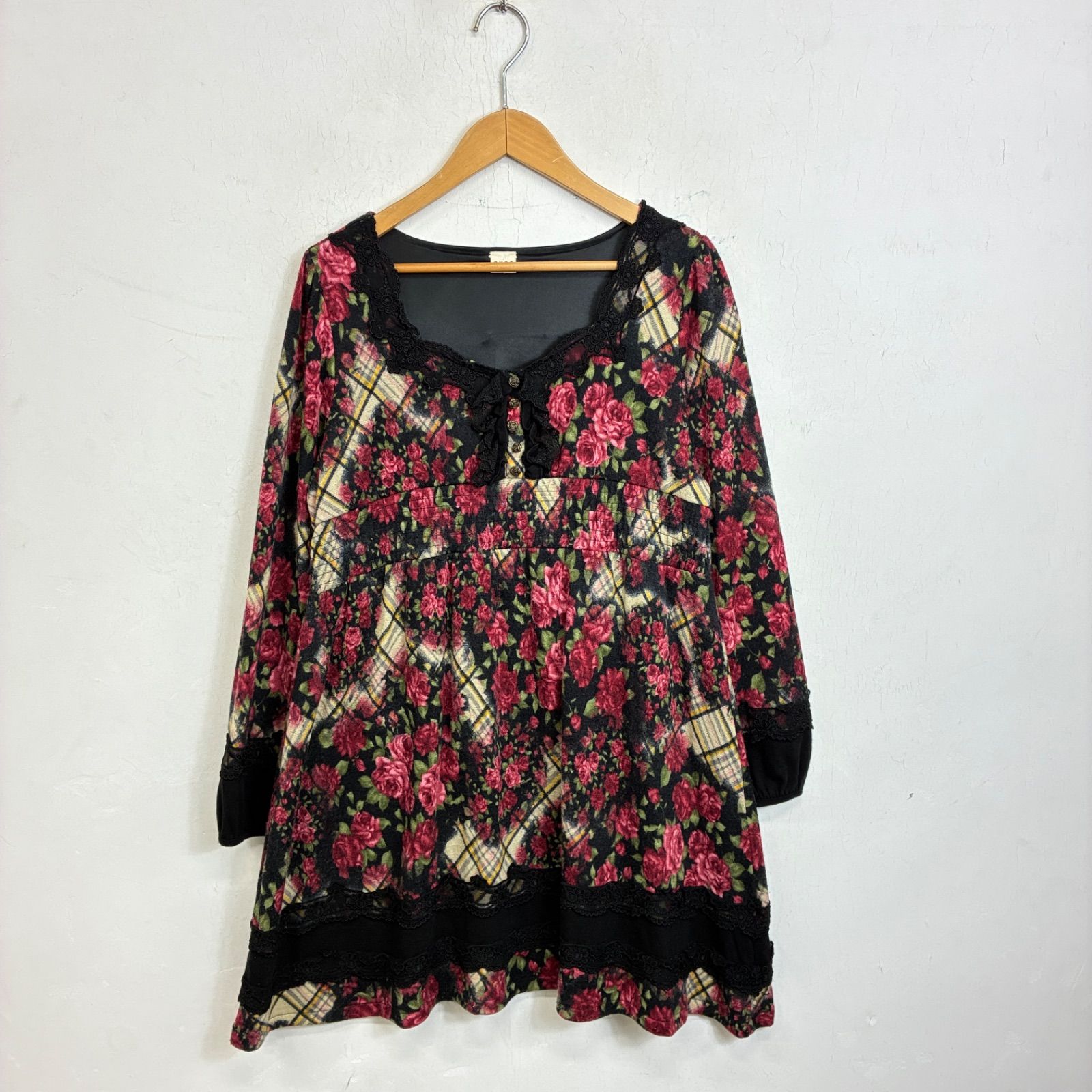 axes femme アクシーズファム チュニック ワンピース 花柄 薔薇 ローズ