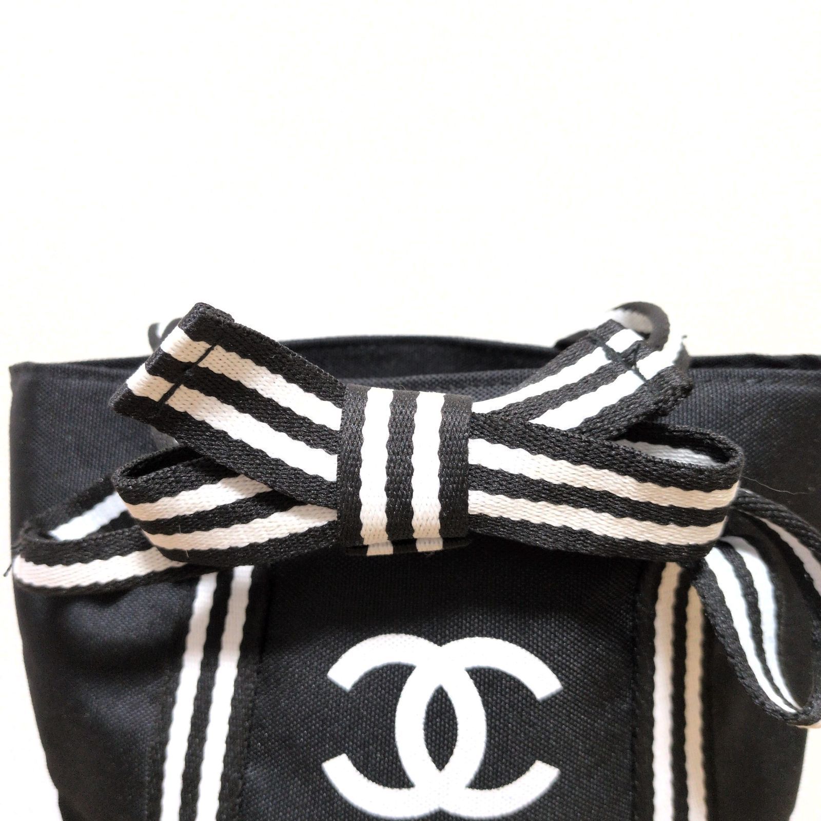 CHANEL シャネル ココマーク ストライプ リボン トートバッグ