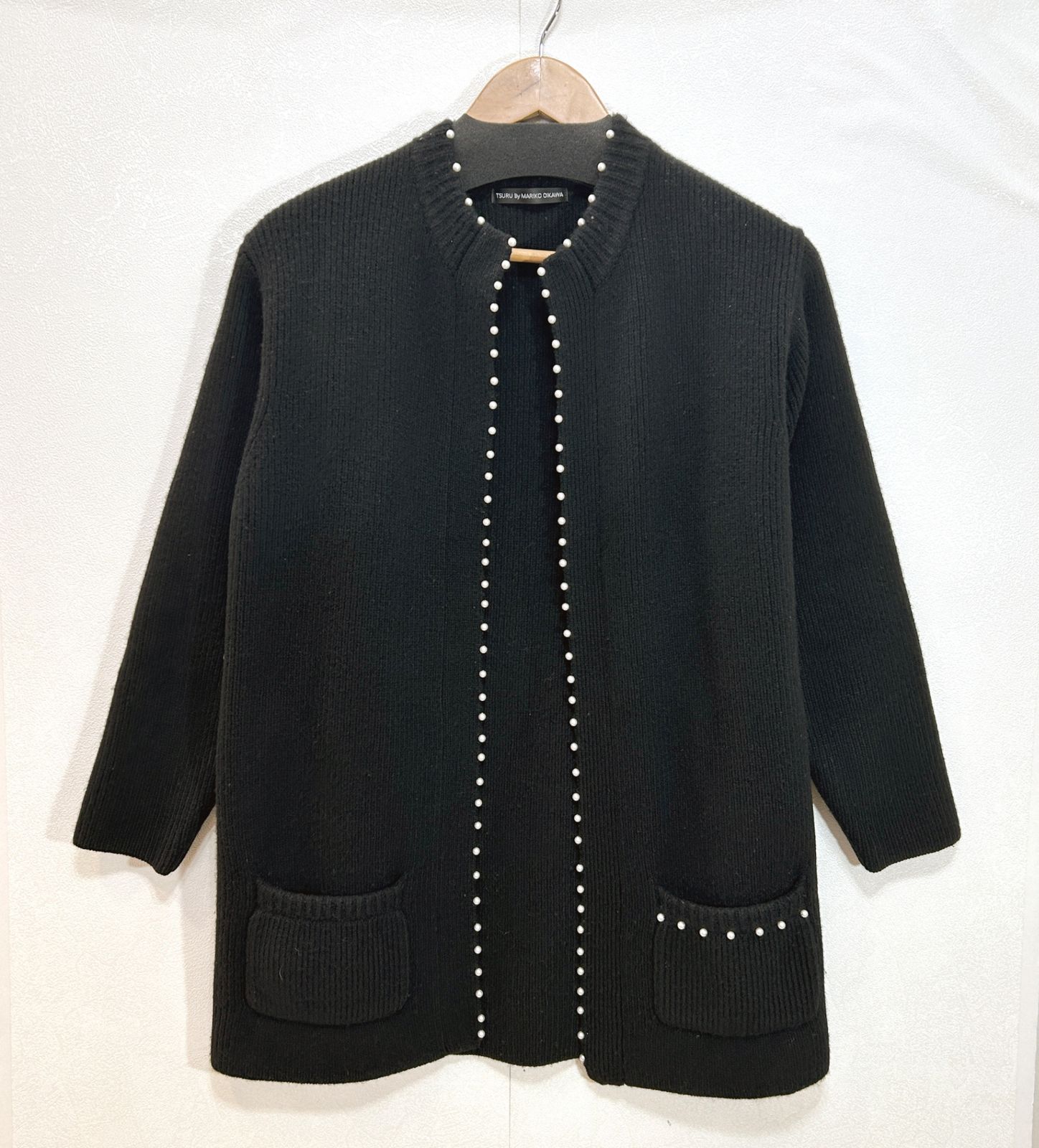 TSURU by MARIKO OIKAWA (F) ブラック パール ニットカーディガン KN