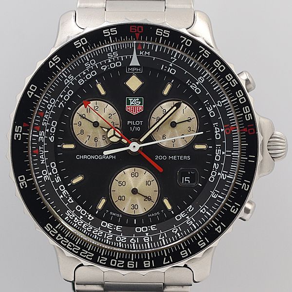 Deadstock Class Tag Heuer 530.306K Pilot Chronograph 200M Black Dial QZ Men's Watch OGH 9021ABC5107700