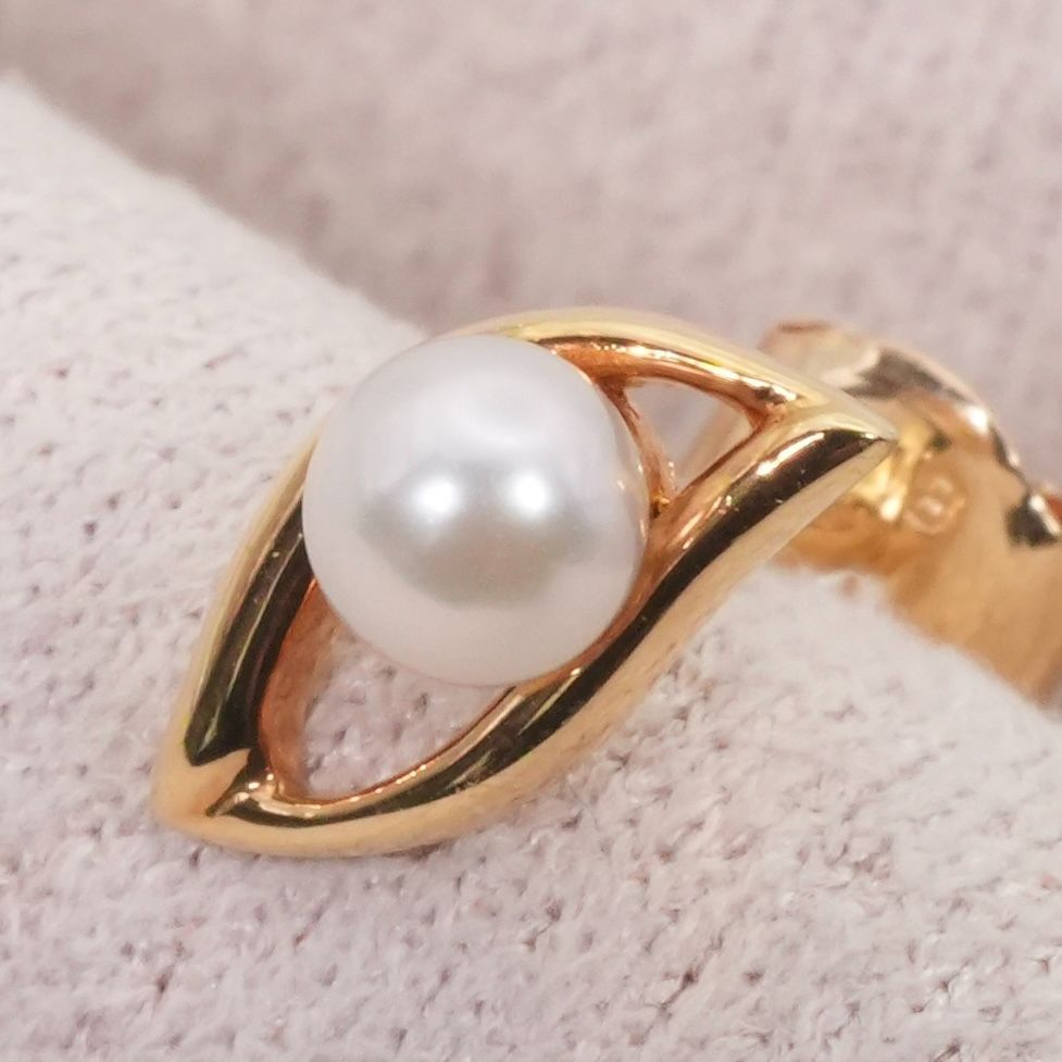 【片耳のみ】MIKIMOTO ミキモト K18刻印 ベビーパール 美品 ミキモト K18 ベビーパール リーフ 片耳 ピアス MIKIMOTO /26