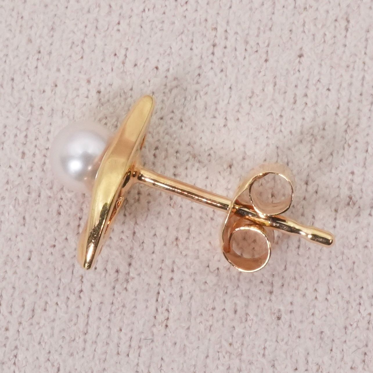 美品 ミキモト K18 ベビーパール リーフ 片耳 ピアス MIKIMOTO /26