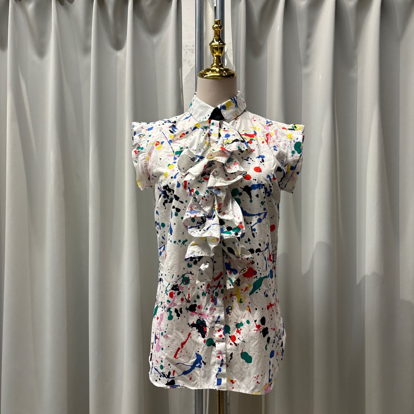 東あずま店 併売品】 ADONISIS アドニシス 総柄 ブラウス シャツ