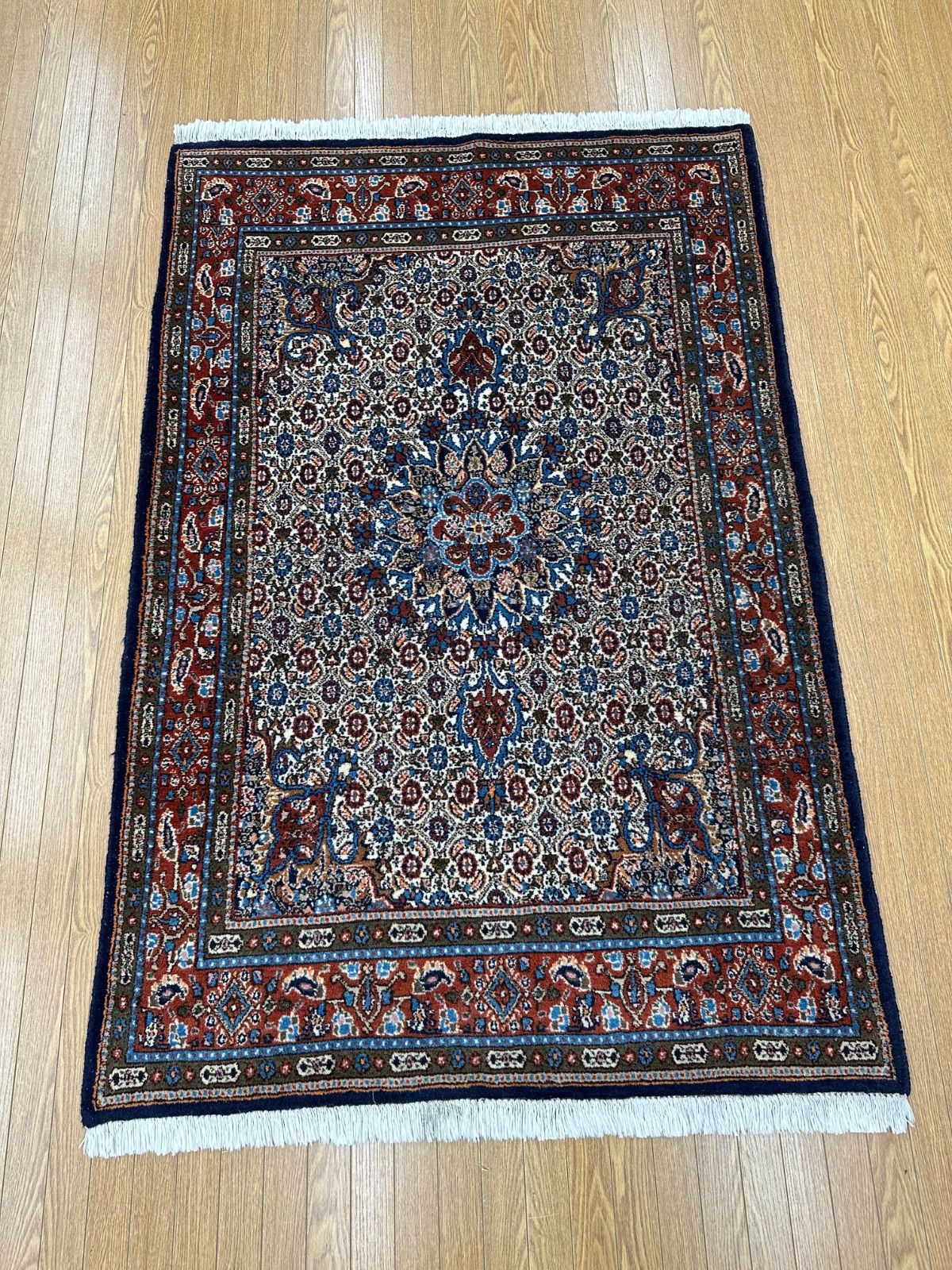 ペルシャ絨毯 ムード 手織り 美品 145×97cm /ウールカーペット「3392