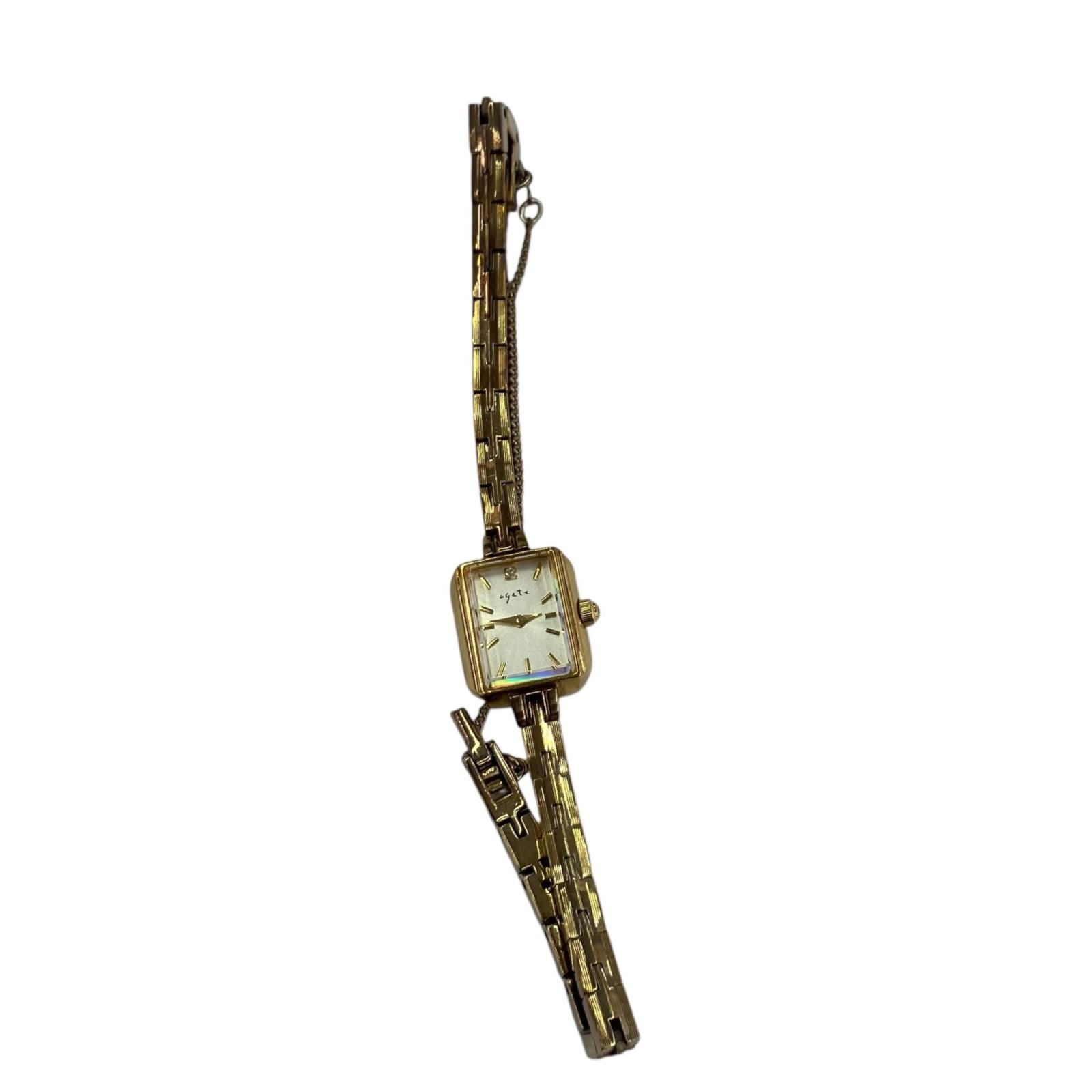 186001 現状品 agete アガット スクエアフェイス ジュエリーウォッチ