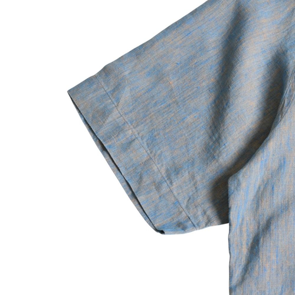 レンチチCABaN×SOLBIATI社 半袖シャツ リネン100% L 極美品 CABaN キャバン SOLBIATI ソルビアッティ ブルパッチポケット