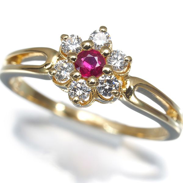 ミキモト リング ルビー 0.11ct ダイヤ ダイヤモンド 0.24ct フラワー