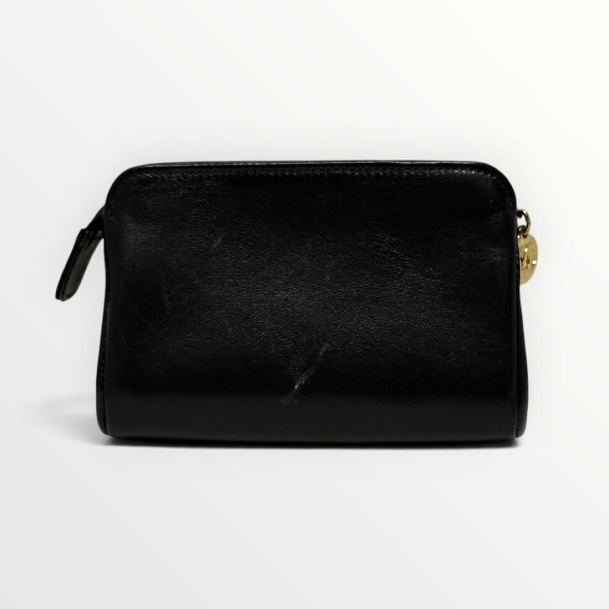 良品 CHANEL シャネル ココマーク レザー ポーチ ブラック 黒 4番台 箱