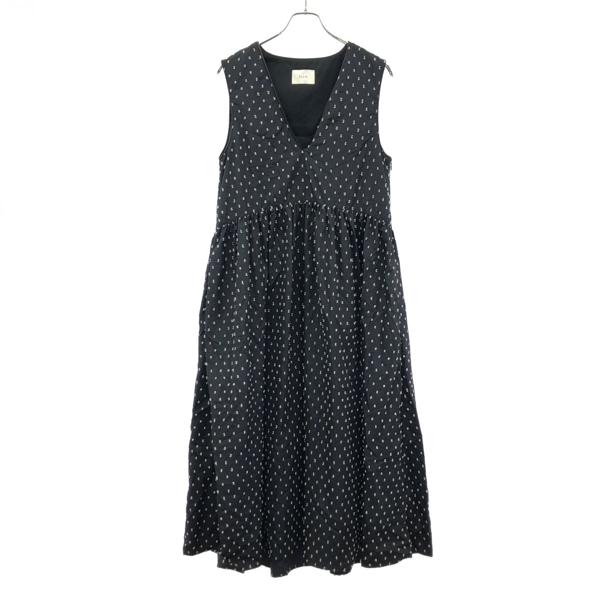 ELLIE ドットフレアワンピース ブラック 手洗い可能 ロング丈 ELLIE エリー ドットフレアワンピース ED-24009 ネイビー系 S - メルカリ