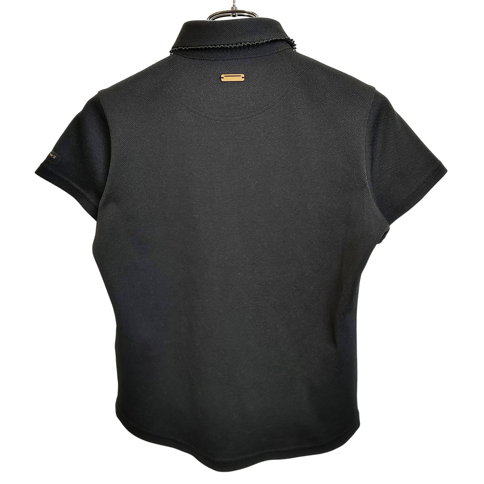 美品 st andrew セントアンドリュース フリル ポロシャツ 黒 ゴルフM St ANDREWS セントアンドリュース ゴルフ 半袖 フリル ポロシャツ 043