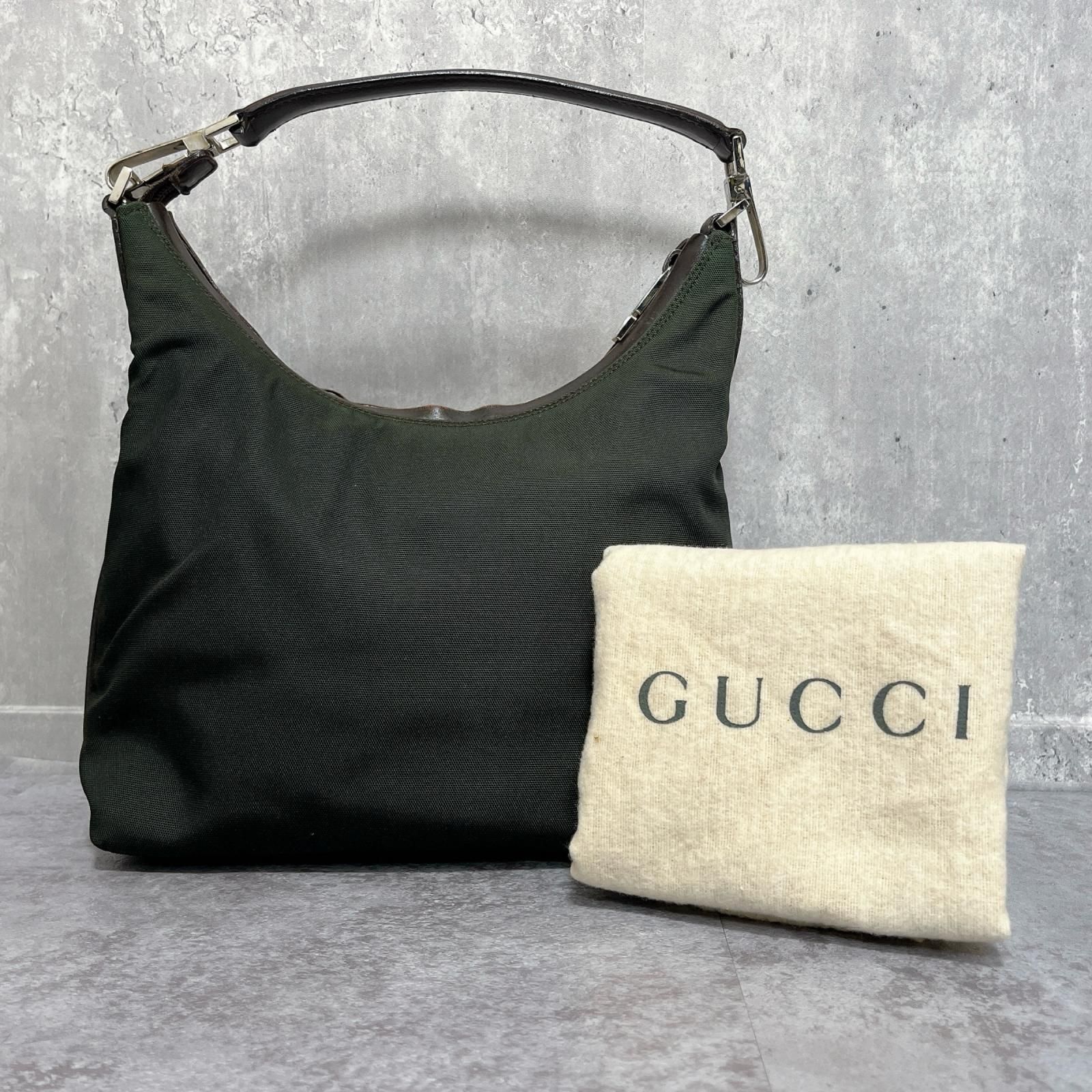 GUCCI】グッチ ワンショルダーバッグ ホーボー ナイロン レザー