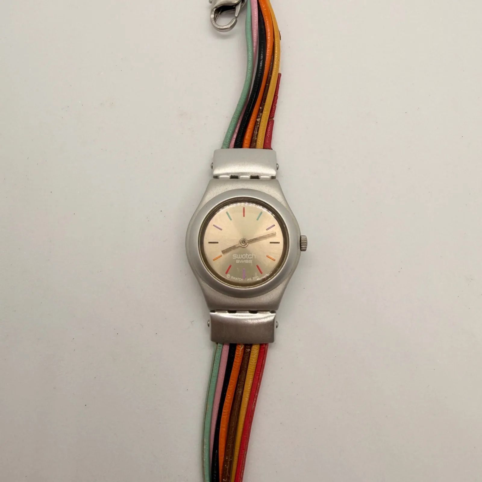 稼働品】swatch IRONY 腕時計 2003 ブレスレット 紐 マルチカラー