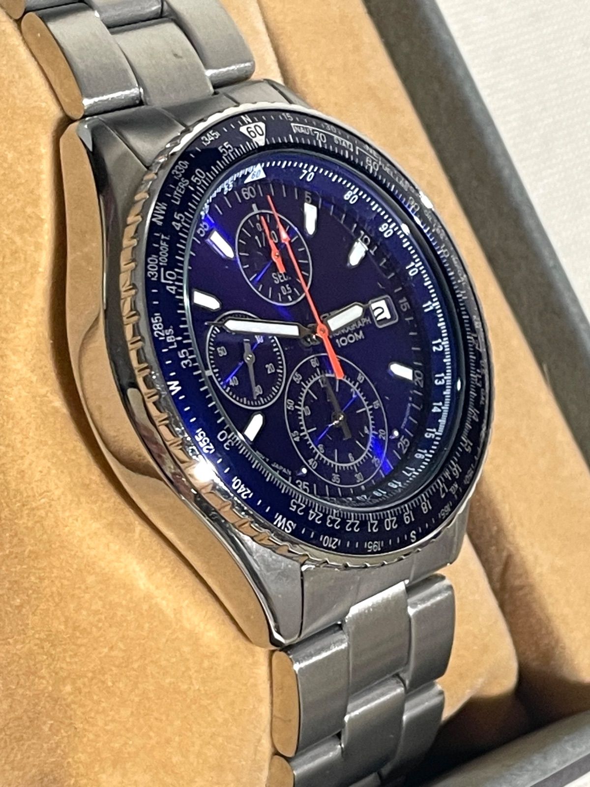 セイコー SEIKO パイロットクロノグラフ・クオーツ 腕時計SND255P1 逆