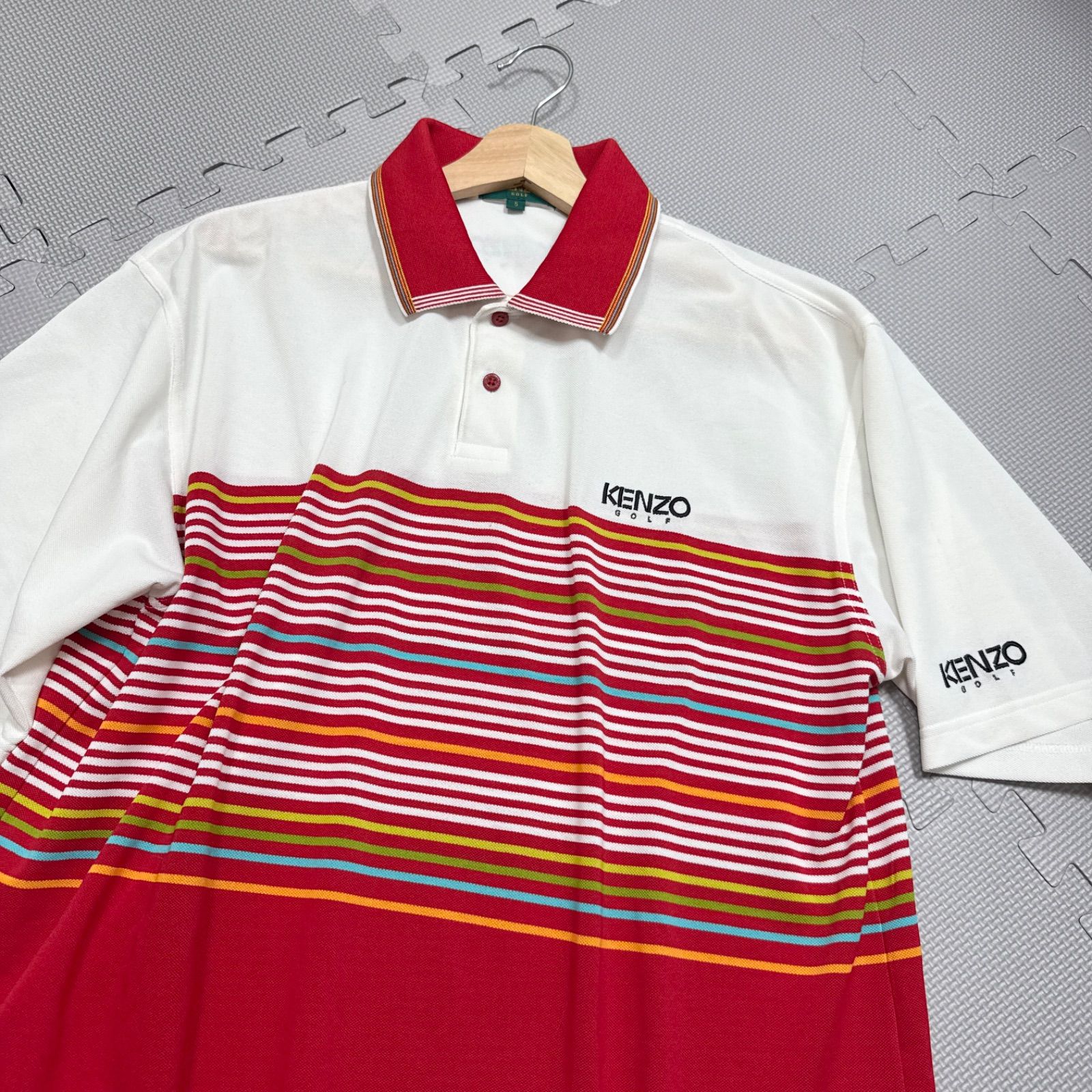 KENZO ケンゾー ゴルフ 半袖 ポロシャツ マルチボーダー ビッグサイズ