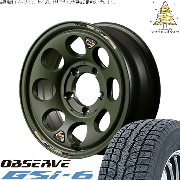 JA22 JA12 225/70R16 スタッドレスタイヤ ホイール 4本セット | トーヨータイヤ オブザーブ Gsi-6 × エムアイディー MIDホイール x DOD ウシャリン セミグロスODグリーン 16インチ 5.5J +20 5穴139.7