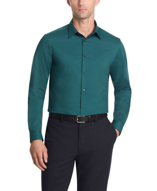 カルバンクライン メンズ トップス シャツ Calvin Klein Mens Flex Collar Dress Shirt Green グリーン