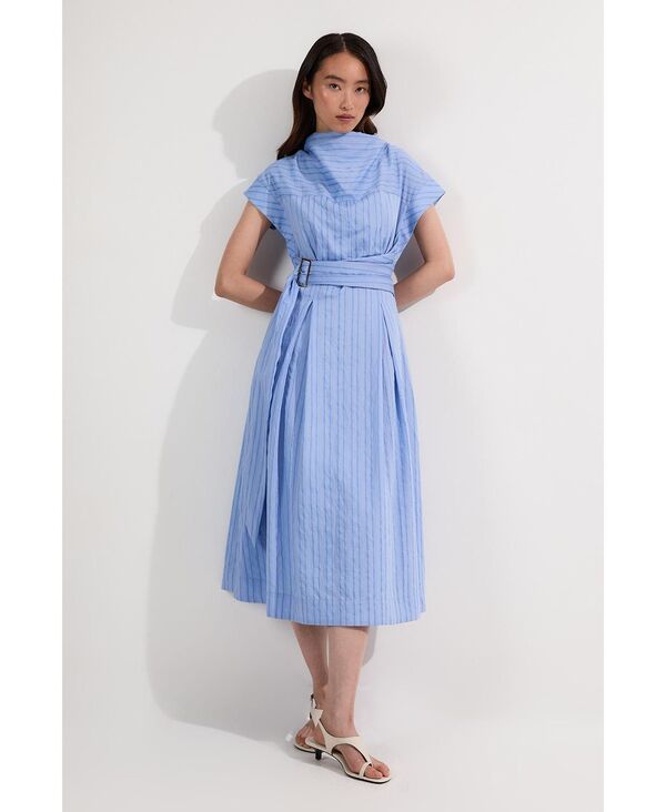 カレンミレン レディース トップス ワンピース ミディ シャツ Karen Millen Womens Belted Woven Midi Shirt Dress Blue ブルー 32,370円