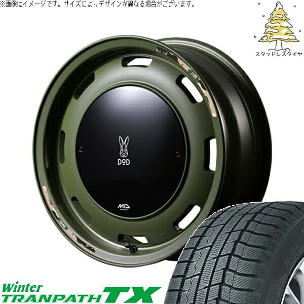 JA12 215/70R16 スタッドレスタイヤ ホイール 4本セット | トーヨータイヤ ウィンタートランパス TX × エムアイディー MIDホイール x DOD ウシャリントバリ セミグロスODグリーン 16インチ 5.5J +20 5穴139.7