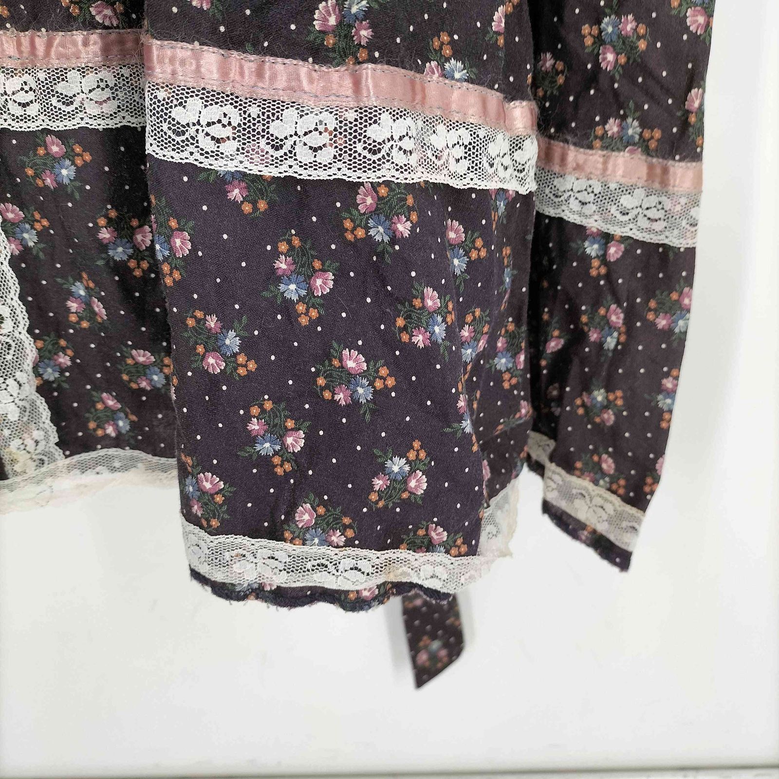 ガニーサックス GUNNE SAX 70S 花柄 レース シャツ ワンピース