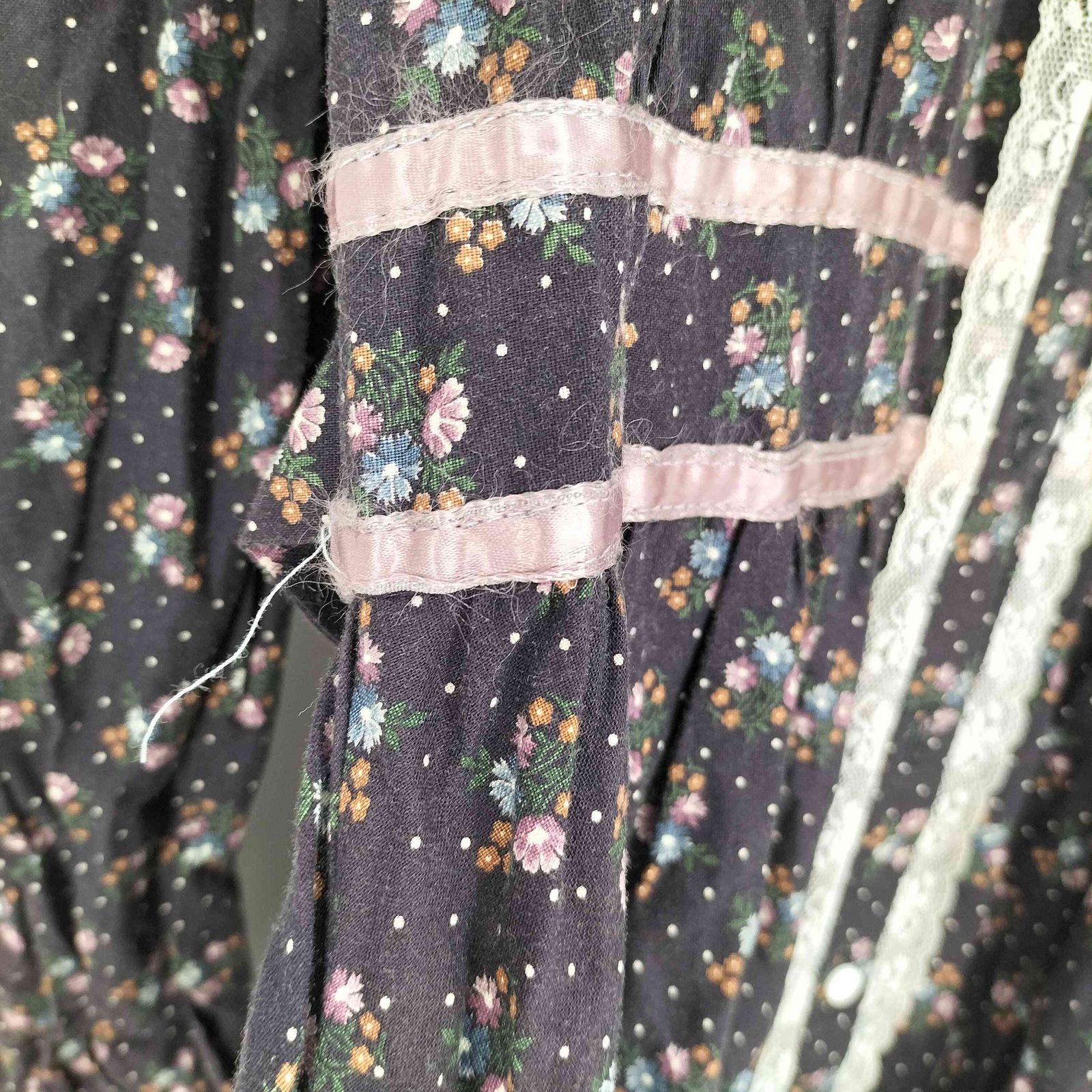 ガニーサックス GUNNE SAX 70S 花柄 レース シャツ ワンピース